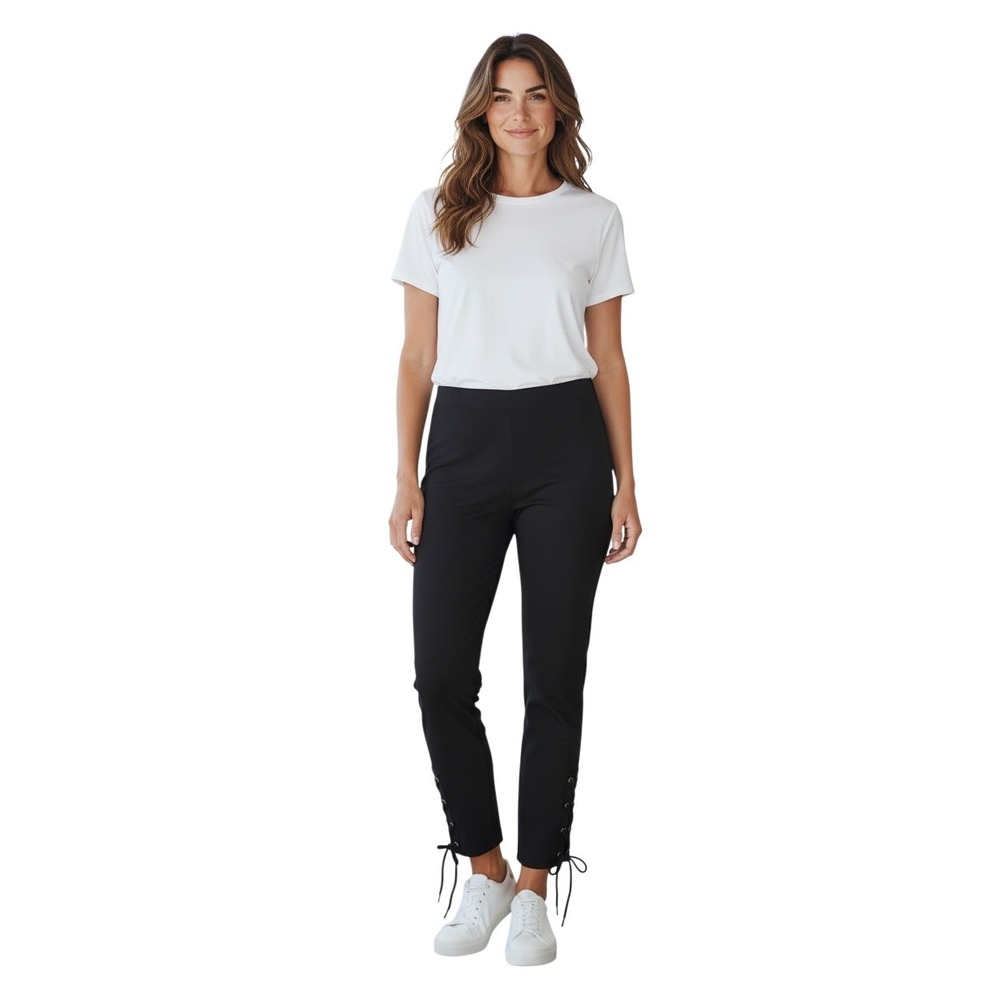Rag & Bone Black Lace Up Ankle Ponte Knit Slim Pants Size 6